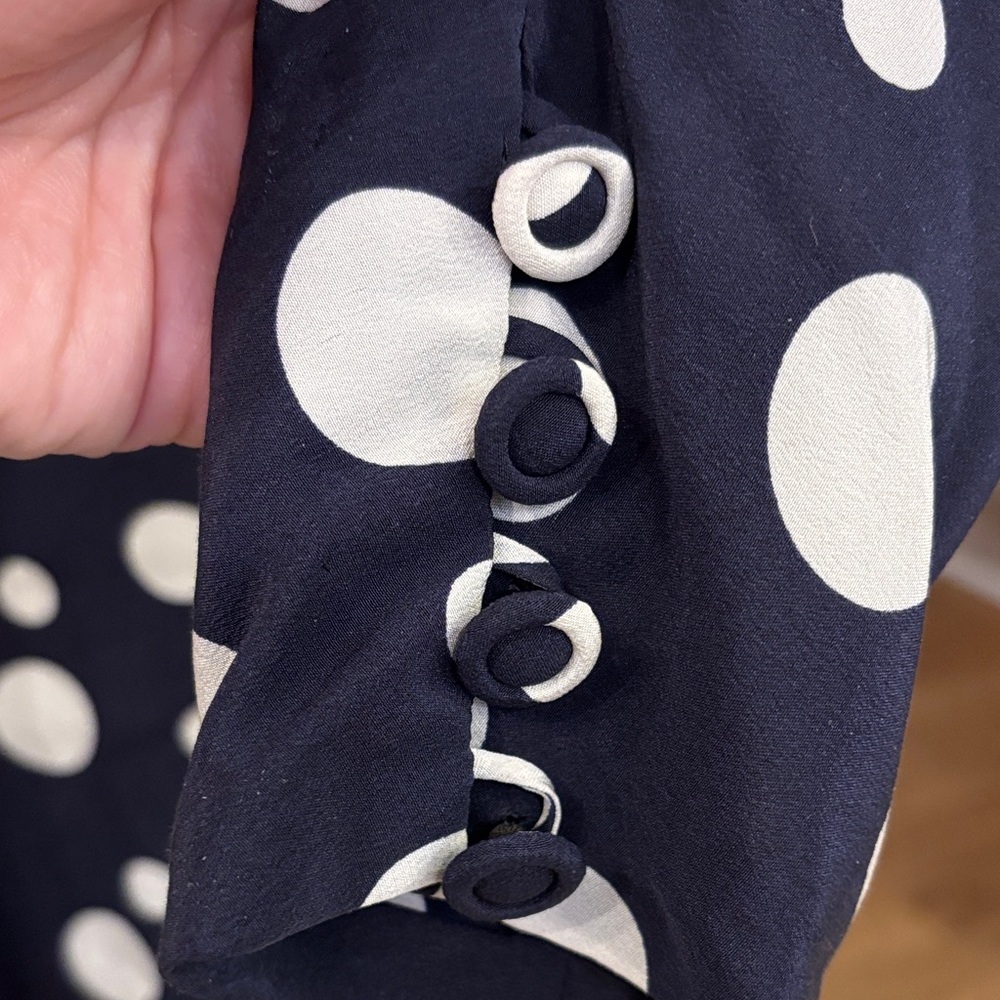 Vintage Les Copains 100% Silk Polka Dot Dress Made in Italy IT 42 - Picture 8 of 9